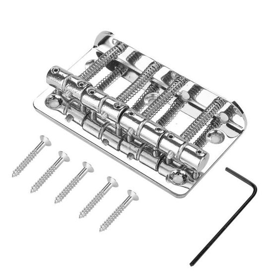 Chevalet De Basse Électrique Fixe - Pont De Guitare Métal Chromé Pour Meilleure Stabilité Et Confort De Jeu