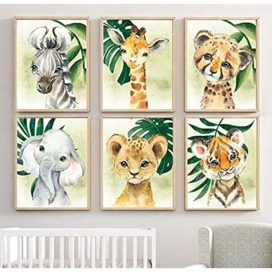 3 Pièces Affiches Chambre Bébé Animaux - Lapin, Renard Et Éléphant - Décoration Murale Enfant 21x30 Cm Sans Cadre
