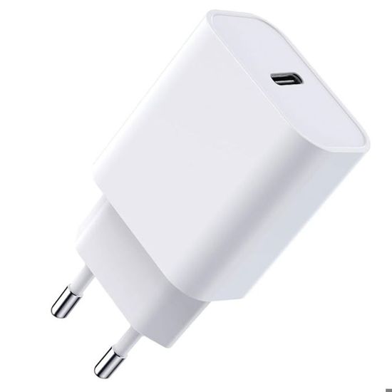 Chargeur Rapide 20W 2 Ports USB-A + USB-C Pour IPhone 17/16/15, IPad - Inclus 2 Câbles (2m)