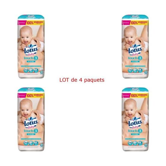 LOTUS BABY Touch Couches Taille 3 De 4 à 9 kg Lot de 4 x 44 couches