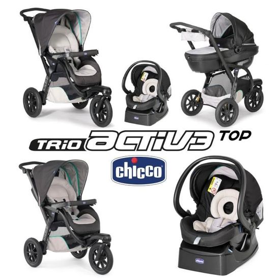 CHICCO Poussette combinée 3 en 1 TRIO ACTIV3 TOP Dune 3 roues Cdiscount Puériculture & Eveil
