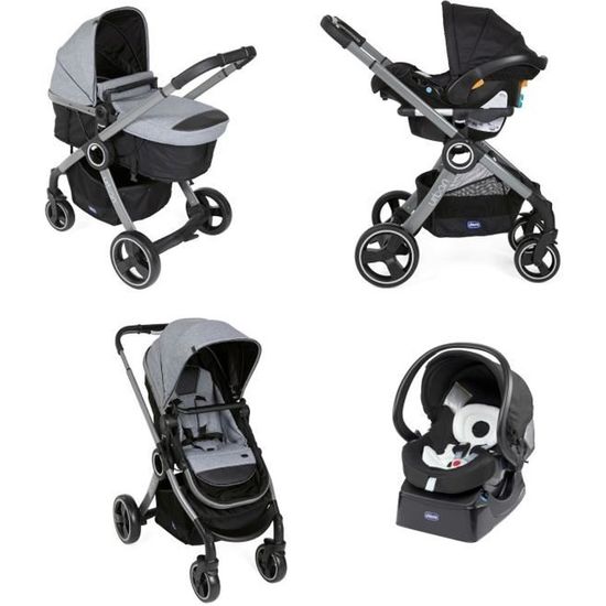 CHICCO Poussette 3 en 1 Urban Pro - Si?�ge auto Groupe 0+ Auto-Fix Fast + Nacelle - 0-36 mois 