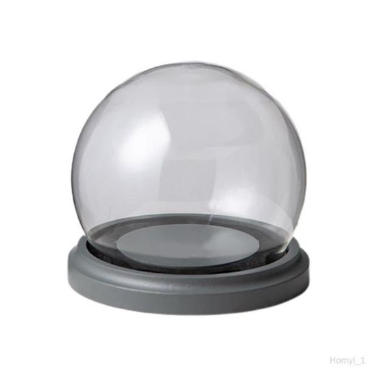 Sharplace Bocal à Cloche En Verre Avec Base Bois 9cm - Vitrine Déco Pour Bibelots Et Souvenirs