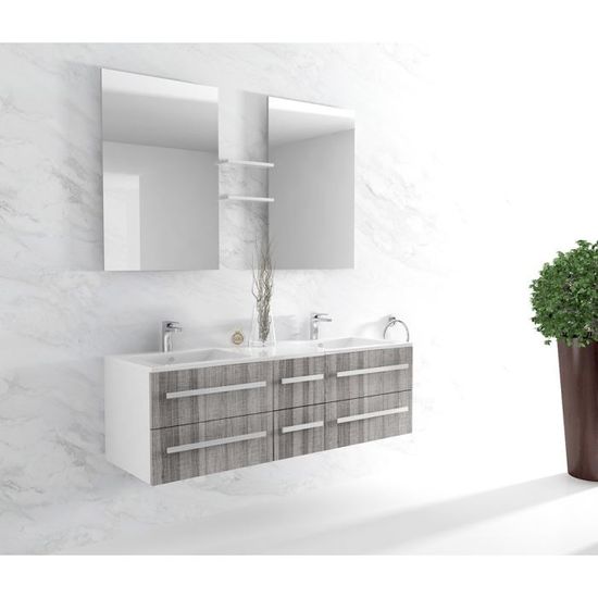 Meuble De Salle De Bain En Bois Avec Double Vas Achat Vente