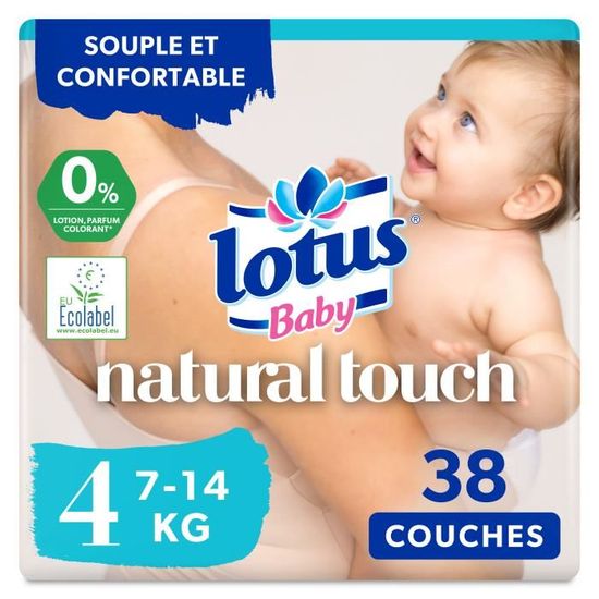 LOTUS Lotus baby Natural touch mega pack couches taille 4+ (10-16kg) x58 58  couches pas cher 