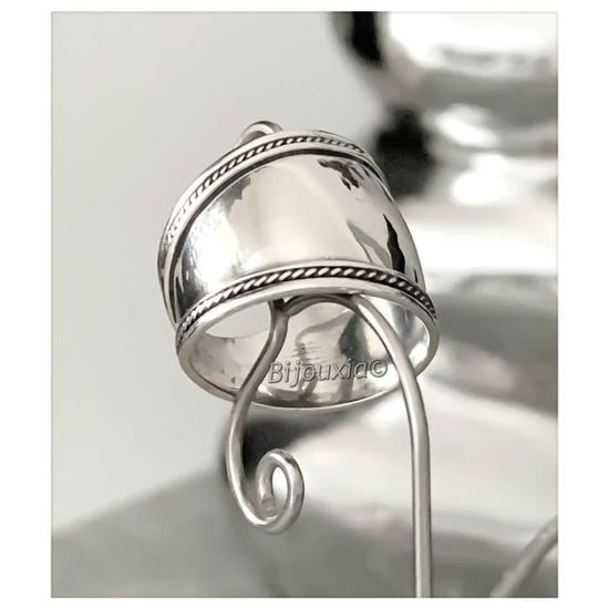 Bague Large Motifs Stries Argent Massif Vieilli 925 1000 Argent Achat Vente bague anneau Femme Adulte Argent Argente Cdiscount
