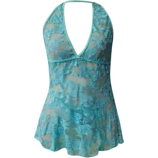 Chemise Femme En Dentelle Transparente - Col En V, Sans Manches - Lingerie Séduisante Ou Débardeur Léger - 8