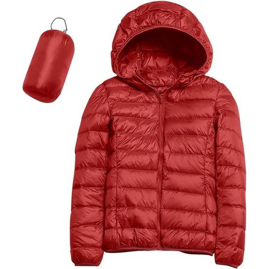 Doudoune Légère Femme Hiver - Veste Matelassée à Capuche Ultra Légère - Chaude Et Coupe-vent - Grandes Tailles Disponibles