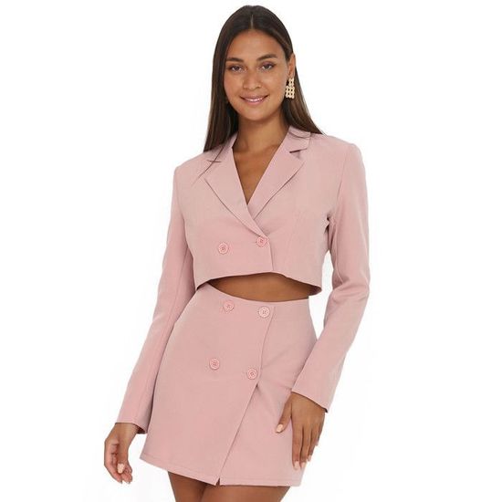 Veste blazer cropped vieux rose LA MODEUSE Femme Manches longues Revers de col Doublure satinee Rose Cdiscount Pret a Porter