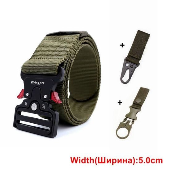 Ceinture Tactique Militaire Homme Nylon Noir | Boucle Automatique Métal Réglable 125 Cm
