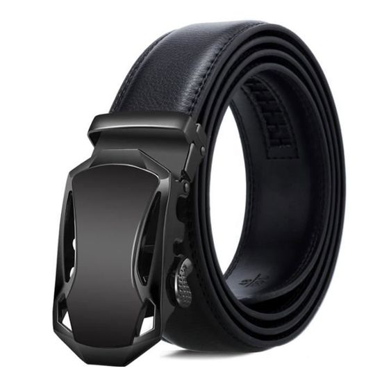 Ceinture Homme à Cliquet – Cuir Véritable, Sans Trous – Boucle Automatique Réglable – Largeur 3,5 Cm – Élégant Et Pratique