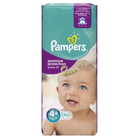 PAMPERS Active Fit Taille 4+ - 9 à 18kg - 50 couches