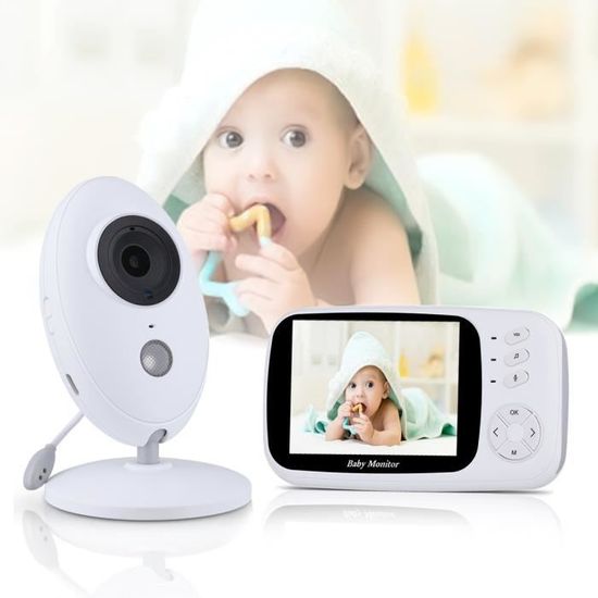 PIMPIMSKY Bébé Moniteur 3,5 " LCD Babyphone Vidéo Ecoute Bébé Video Camera Caméra de réglage à 360 degrés