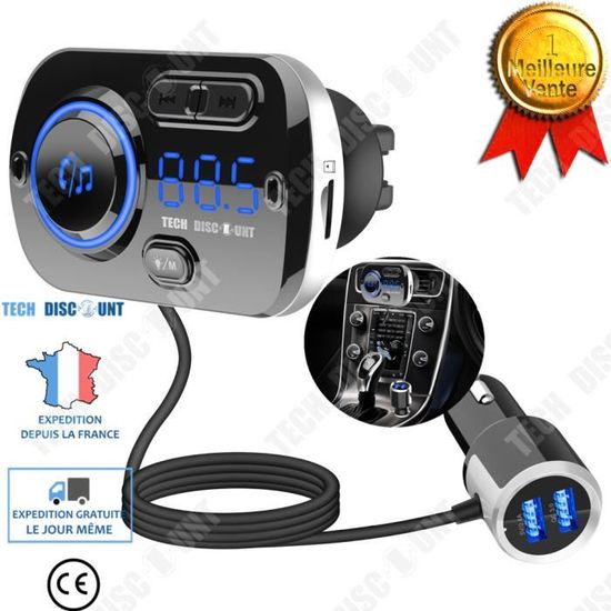 EuAcesry Transmetteur Bluetooth Voiture, Transmetteur FM Bluetooth, [3 USB A3.1A+ 1 USB A 66W] Prise Allume Cigare Pour Adaptateur De Voiture Lumières, Pour I-Phone, Android, Sa-Sung