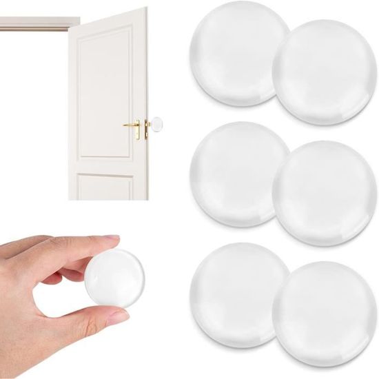 Lot de 6 butoirs de porte autocollants transparents pour sols et murs Lot de 6 butoirs de porte autocollants transparents pour sols et murs