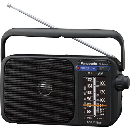 Radio portable PANASONIC RF-2400DEG-K - Syntoniseur numérique AM/FM/MW - Fonctionne sur secteur ou sur piles