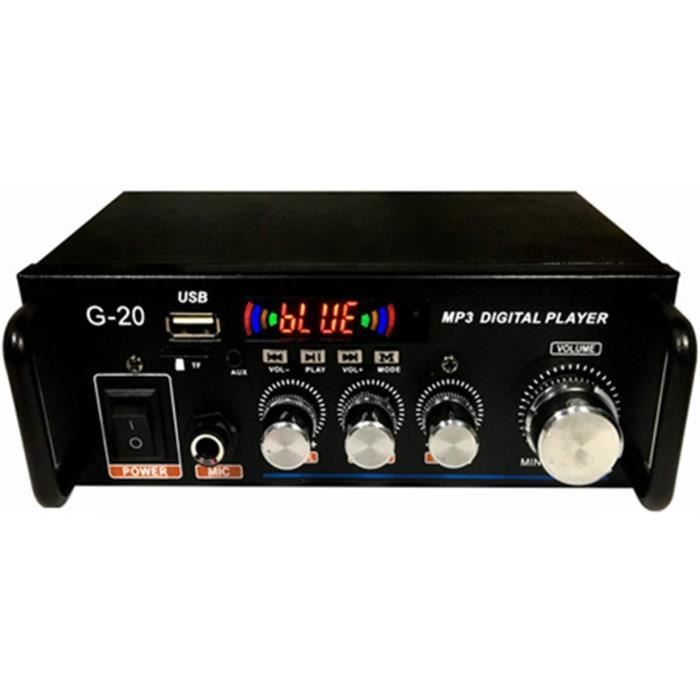 Amplificateur Stéréo Numérique G8 Bluetooth – 2x100W, 12V, Avec FM, AUX, Télécommande
