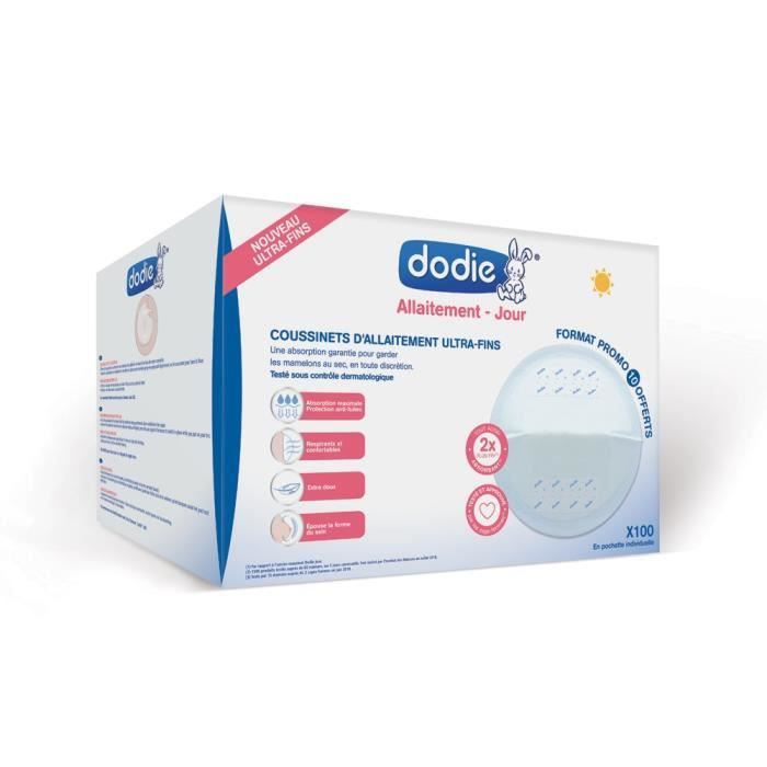 DODIE Lot de 100 coussinets d'allaitement slim Jour - Pochette individuelle