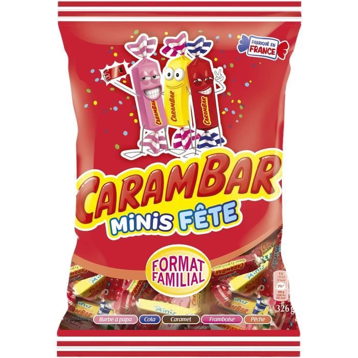 CARAMBAR Bonbons Minis Fête, parfums : barbe à papa, cola, caramel