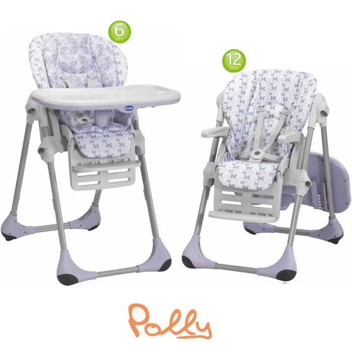 CHICCO Chaise Haute Polly 2 en1 Butterfly Violet et blanc CHICCO Chaise Haute Polly 2 en1 Butterfly Violet et blanc