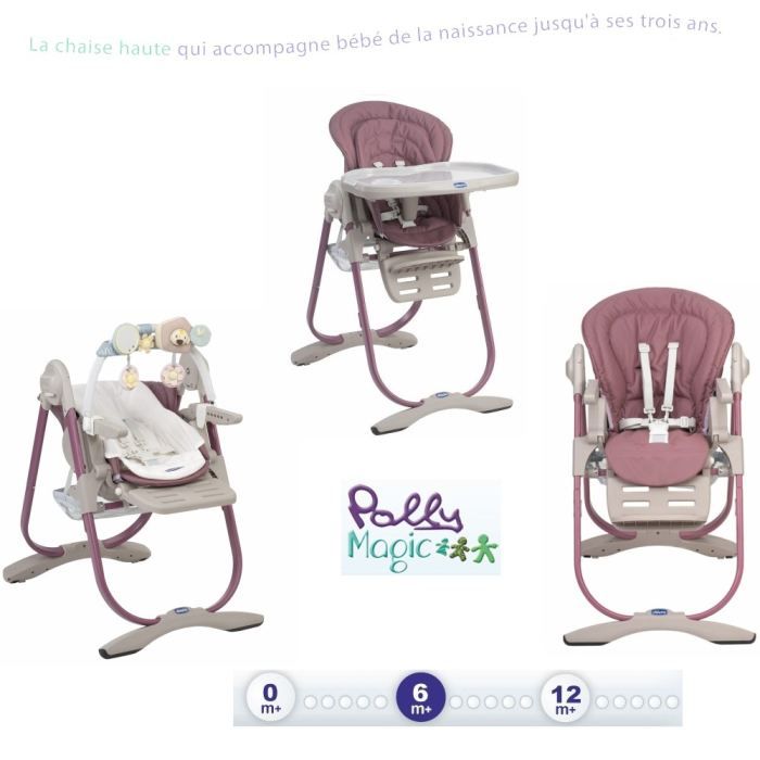 CHICCO Chaise haute 3en1 Polly Magic Rosé  Cdiscount Puériculture