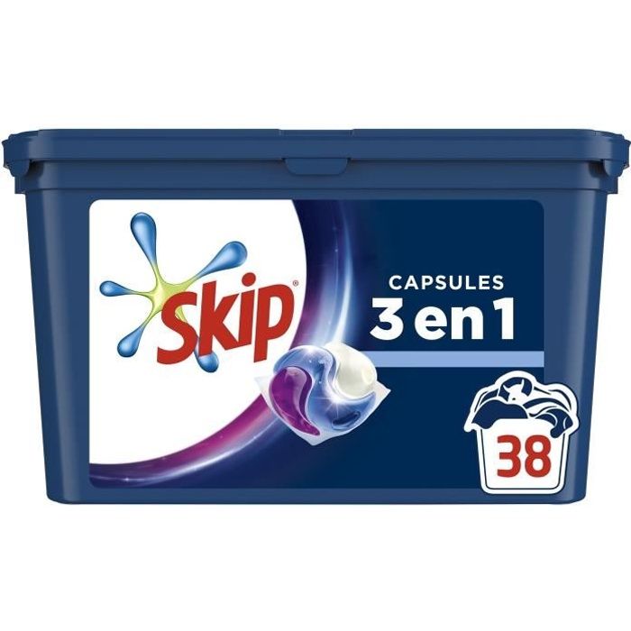 SKIP Capsules 3 en 1 Active Clean - 38 doses - Cdiscount Electroménager