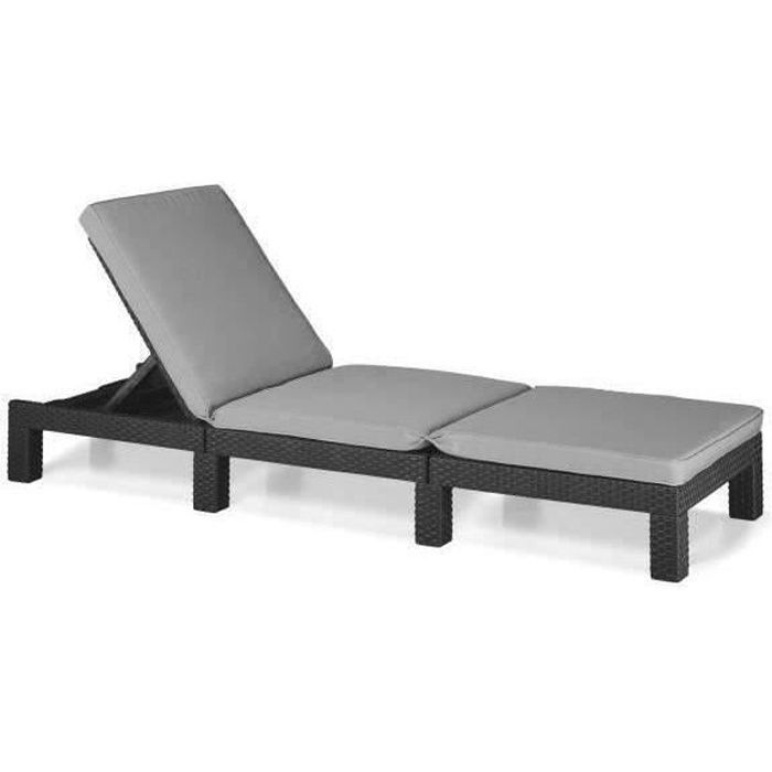 Bain de soleil DAYTONA - ALLIBERT BY KETER - imitation résine tressée - Gris