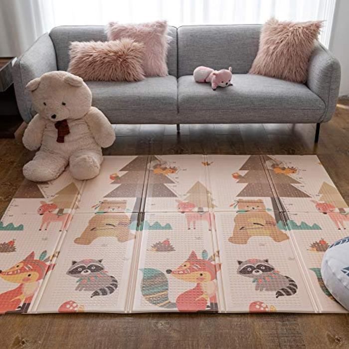 Tapis D'Eveil X4L2S Tapis de jeu pliable Tapis de jeu pour bébés Tapis de jeu réversible pour tout-petits Tapis de jeu en mousse non