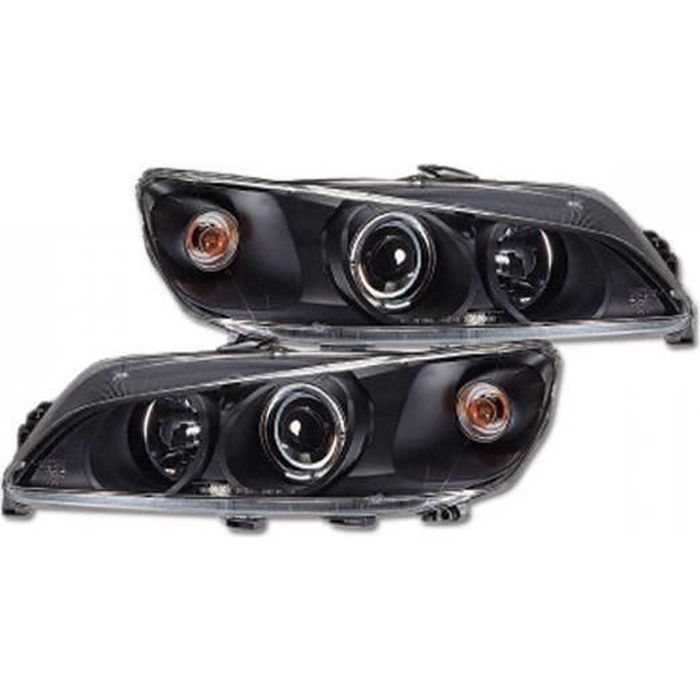 2 FEUX PHARE AVANT ANGEL EYES LED FOND NOIR PEUGEOT 306 PHASE 1 DE 02/93 A 02/97