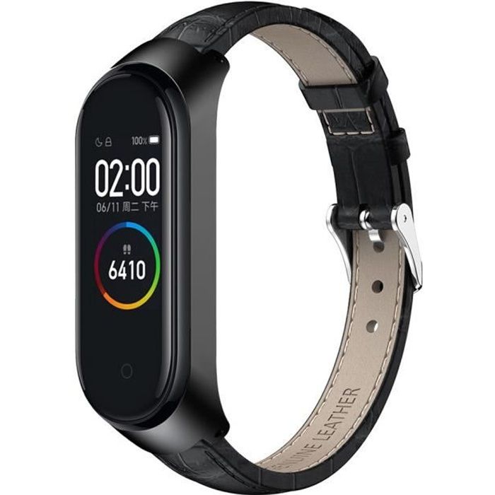 Bracelet de Montre connectés en cuir de remplacement + étui en métal pour Xiaomi Mi Band 4 @xu1854
