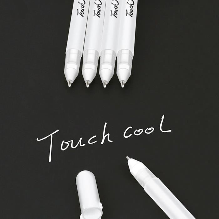 STYLO - PARURE DE STYLO - RECHARGE Blanc Gel Stylos à pointe fine pointe encre gel Stylos pour Design Illustration papier noir
