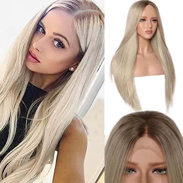 Perruques Lace Front perruque blonde synthétique perruques naturelle longs cheveux raides pour les femmes perruque 2760