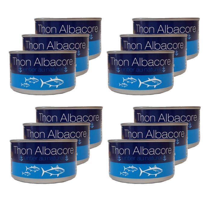 Lot 12x Thon au naturel Albacore - Boîte 185g