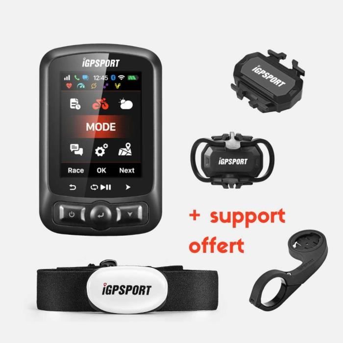 Compteur GPS - Pack iGS620T - Compteur de vélo GPS Connecté + capteurs vitesse, cadence, cardio et support