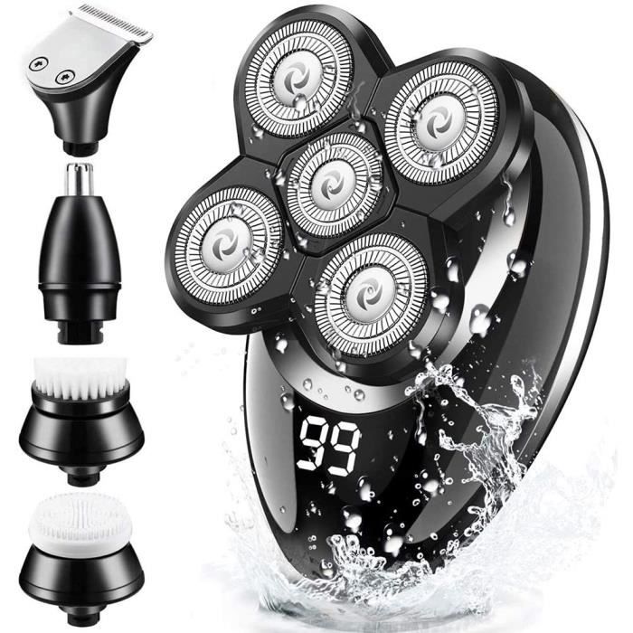 Rasoir Electrique Hommes, Têtes Rotatives Tondeuse Barbe,Étanche Rasoir Barbier, Rechargeable Crâne Rasoir Wet&Dry avec Affichage390