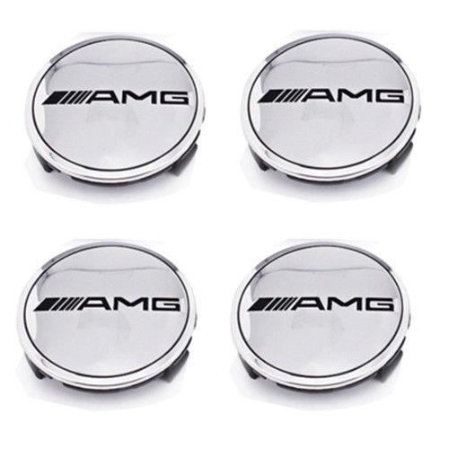 4 x centres de roue Argent 75mm Mercedes Benz AMG ABS cache moyeu emblème logo