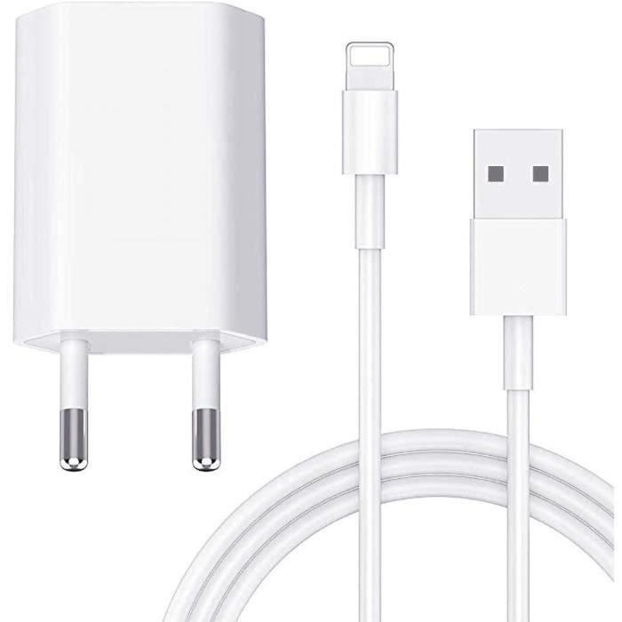Madream Chargeur pour iPhone, Chargeur Secteur USB with Câble Chargeur Adaptateur Universel Mural Mini Chargeur pour iPhone 7/8/11/1
