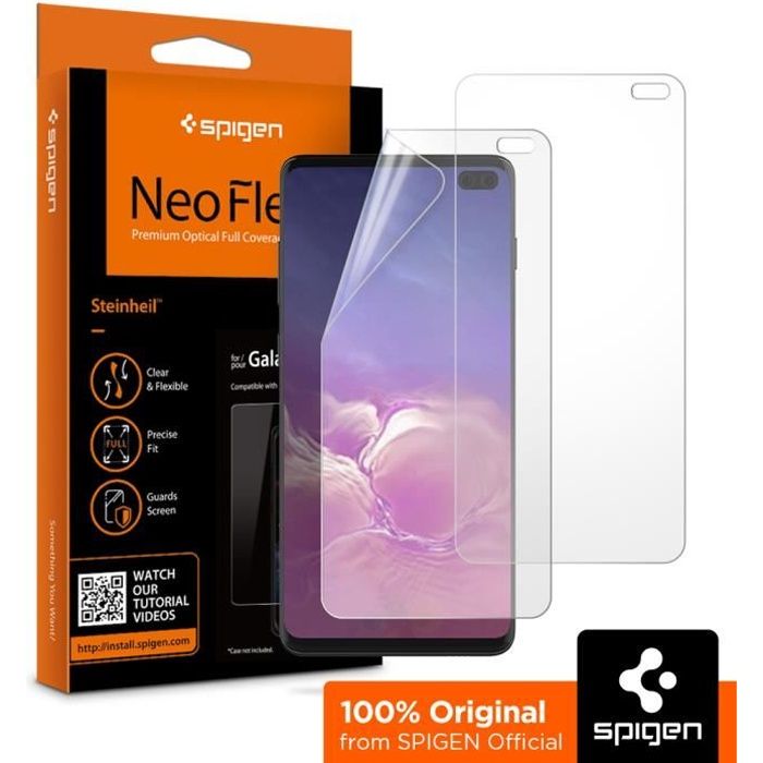 Spigen Film Protection Samsung Galaxy S10 Plus [Neo Flex] Protection écran Film x2, Couverture Maximale, Anti-Rayure (606FL25994)