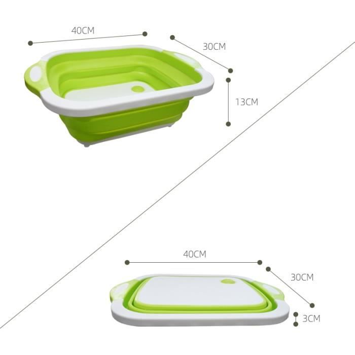 Planche à découper,Cuisine planche à découper pliable planche à découper avec passoires cuisine planche à - Type White Green #B
