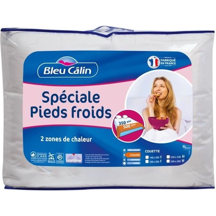 BLEU CALIN Couette spéciale pieds froids - 220 x 240 cm - Blanc