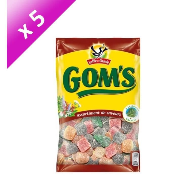 LA PIE QUI CHANTE Lot de 5 Bonbons Gom's, saveur assortis - 265 g