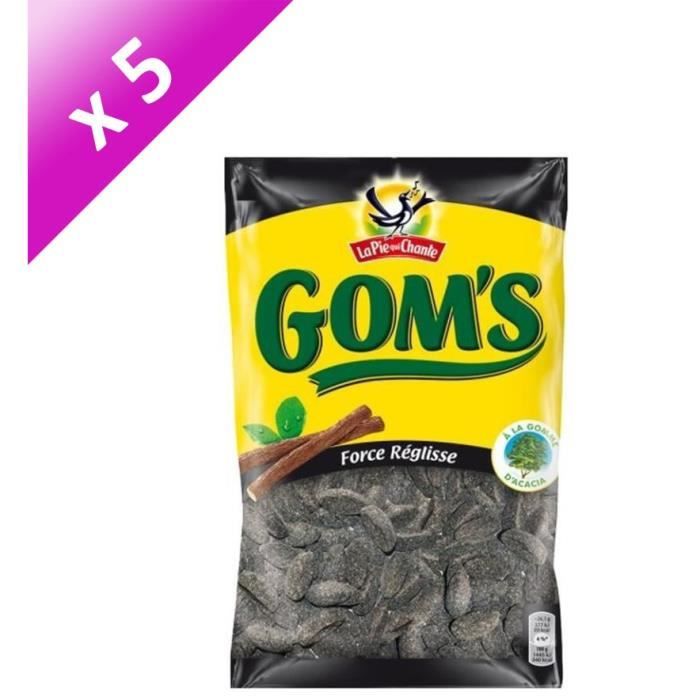 LA PIE QUI CHANTE Lot de 5 Bonbons Gom's, force réglisse - 265 g