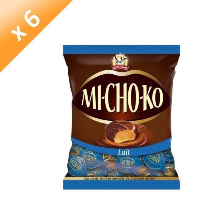 LA PIE QUI CHANTE Lot de 6 Caramels tendres enrobés de chocolat au lait Mi-Cho-Ko - 280 g