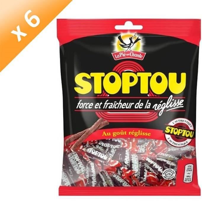 LA PIE QUI CHANTE Bonbons aromatisés à la réglisse Stoptou - 6 x 450 g