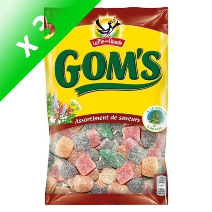 LA PIE QUI CHANTE Bonbons Gom's, saveur assortis - 265 g (Lot de 3)