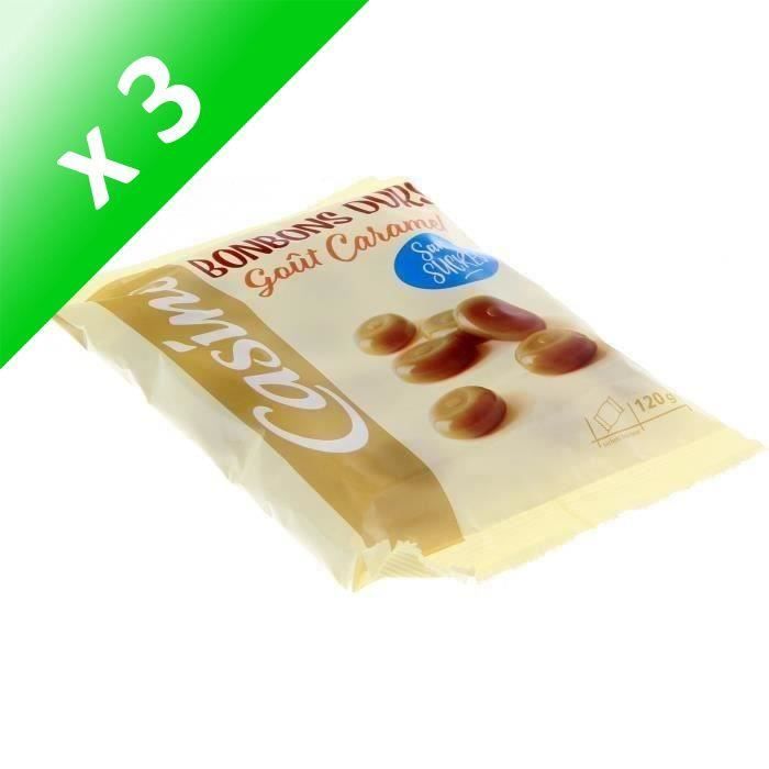 CASINO Caramels durs sans sucres - 120 g (Lot de 3)