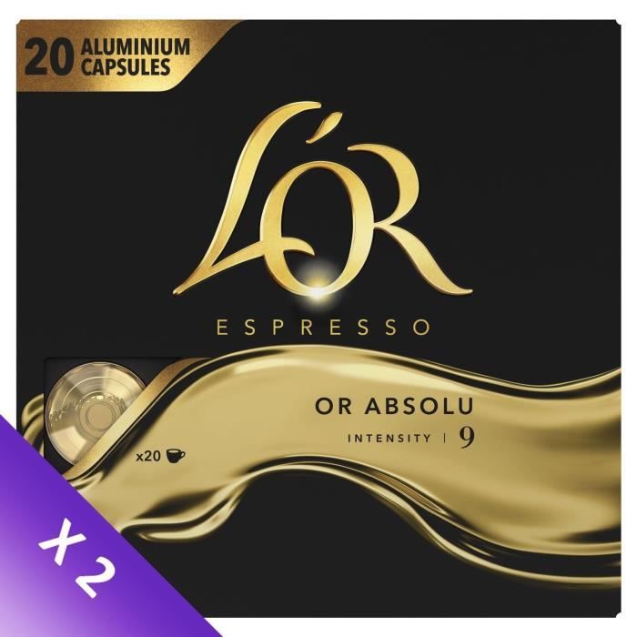 Lot de 2 - Café capsules L’Or Espresso Or Absolu x20, en aluminium compatibles Nespresso