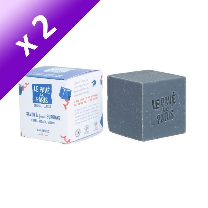 Le Pavé de Paris : Savon saponifié à froid, certifié cosmos Organic, vegan, cruelty free - 150 g (Lot de 2)