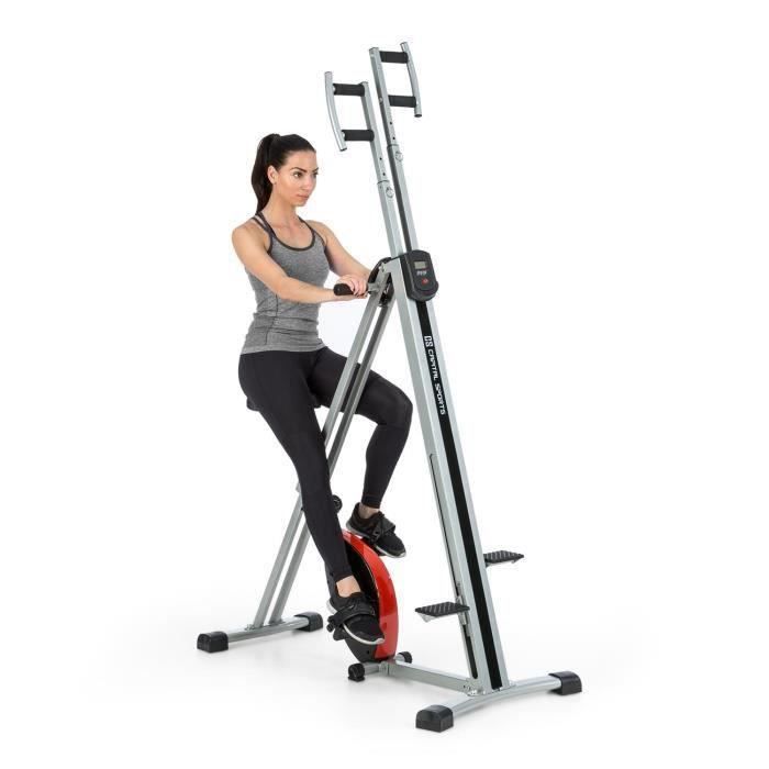 CAPITAL SPORTS CB Coup MountainClimber fitness & vélo d'appartement cardio-training X-Bike pliant - Hauteur réglable - argent