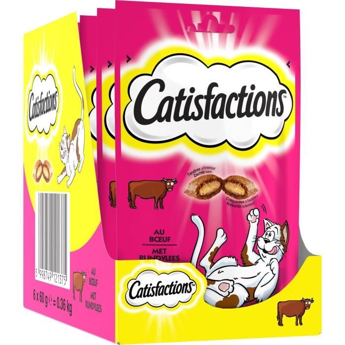 CATISFACTIONS Friandises au bœuf - Pour chat et chaton - 6 x 60 g